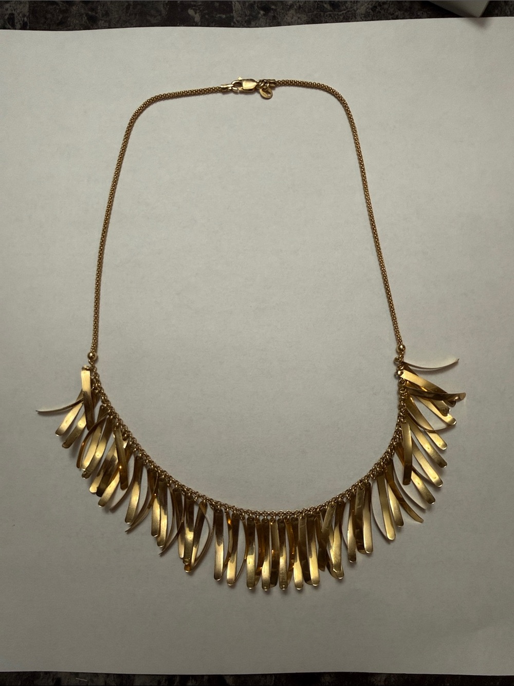 Gold Petal Fringe Necklace 14k gold Italy